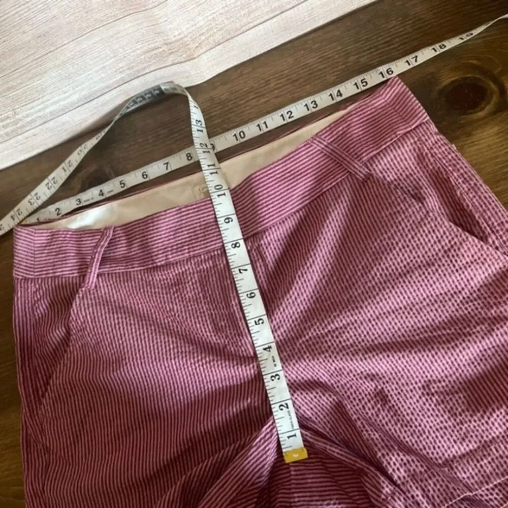 J. Crew Factory Pink Brown Seersucker Stripe Chino Shorts size 8 pocket preppy - Picture 5 of 12